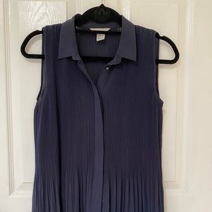 Womens navy sleeveless button up blouse